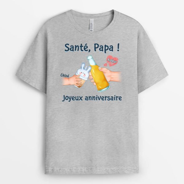 T-shirt Sant�, Papa Joyeux Anniversaire Personnalise