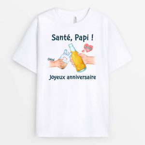 T-shirt Sant�, Papa Joyeux Anniversaire Personnalise