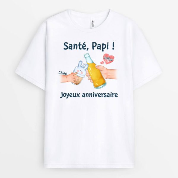 T-shirt Sant�, Papa Joyeux Anniversaire Personnalise