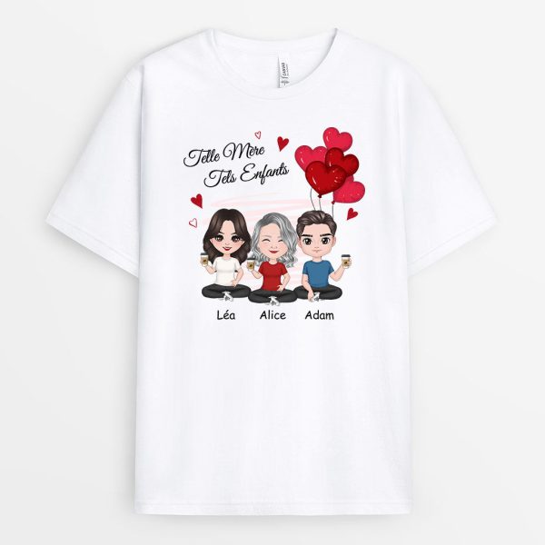 T-shirt Telle Mere Telle Fille Ballons Forme Coeur Personnalise