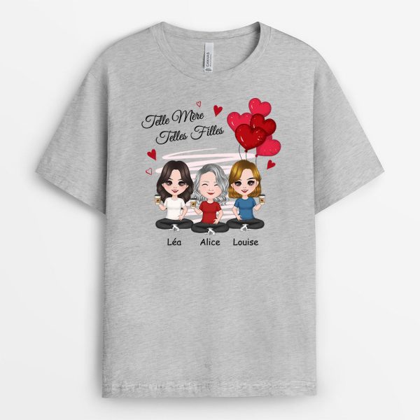 T-shirt Telle Mere Telle Fille Ballons Forme Coeur Personnalise