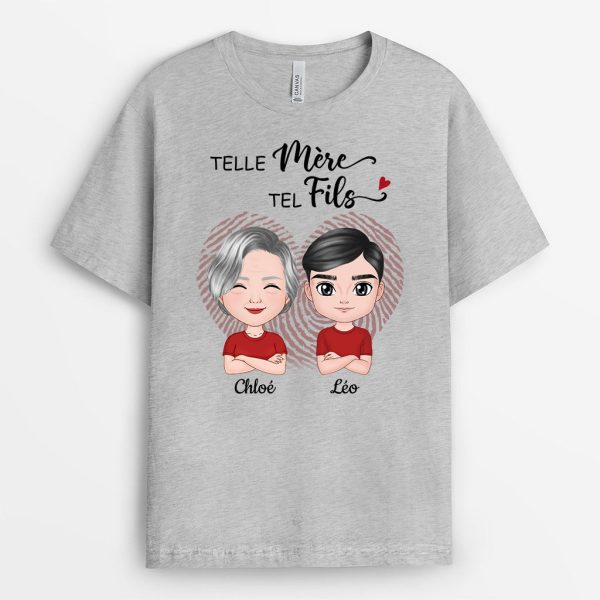 T-shirt Telle Mere Telle Fille Empreinte Coeur Personnalise