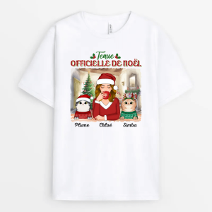 T-shirt Tenue Officielle de Noel pour Chat Personnalise T-shirt Tenue Officielle de Noel pour Chat Personnalise