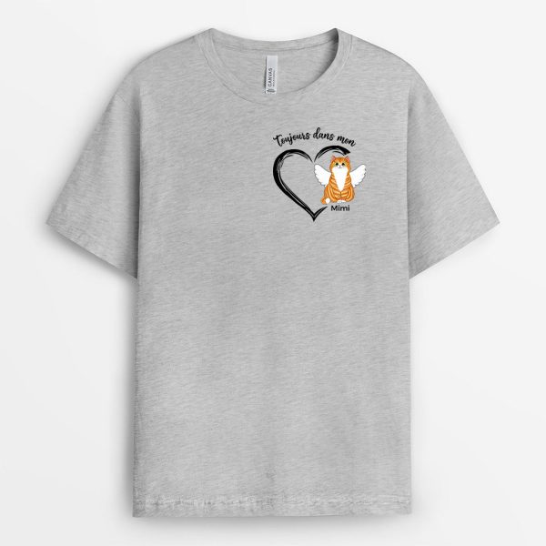 T-shirt Toujours Dans Mon Coeur Chat Personnalise