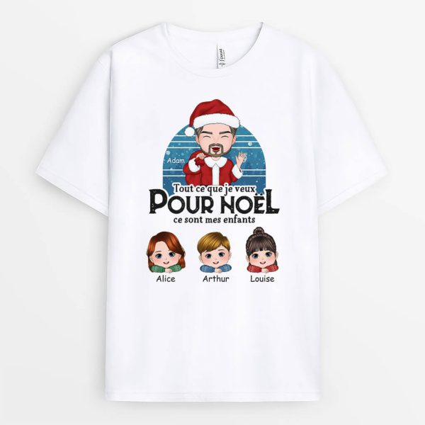 T-shirt Tout Ce Que Je Veux Pour Noel Ce Sont Mes Petits-Enfants Personnalise