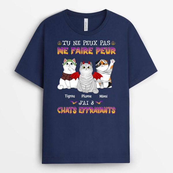 T-shirt Tu Ne Peux Pas Me Faire Peur J’ai 4 Chats Effrayants Personnalise