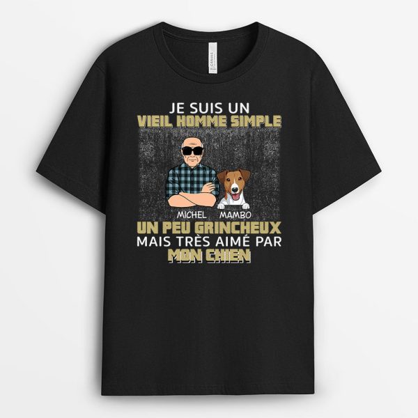 T-shirt Un Homme Grincheux Aime Les Chiens Personnalise