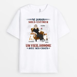 T-shirt Un Homme et Des Chats Personnalise T-shirt Un Homme et Des Chats Personnalise