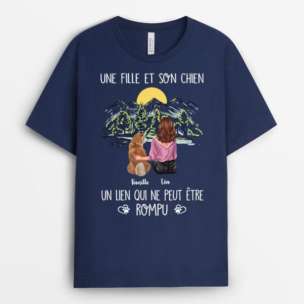 T-shirt Une Fille Et Son Chien Paysage Personnalise