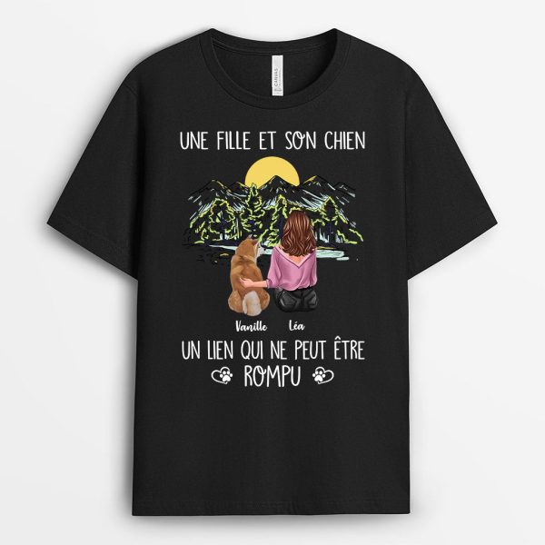 T-shirt Une Fille Et Son Chien Paysage Personnalise