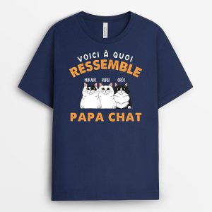 T-shirt Voici A Quoi Ressemble Papa Chat Personnalise T-shirt Voici A Quoi Ressemble Papa Chat Personnalise