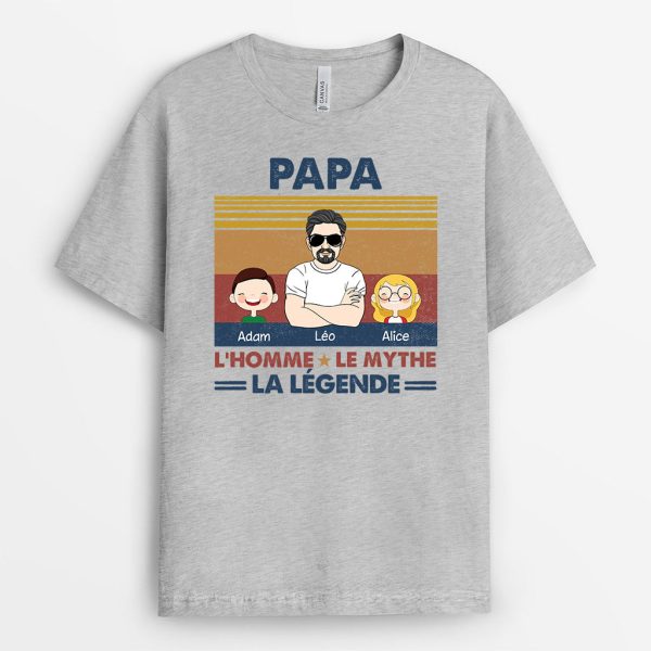 T-shirt grand pere Papa La Legende Personnalise