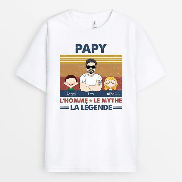 T-shirt grand pere Papa La Legende Personnalise