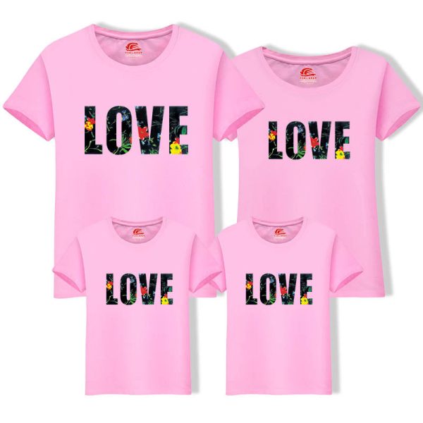 Tee Shirt Famille Tropical Love Happy