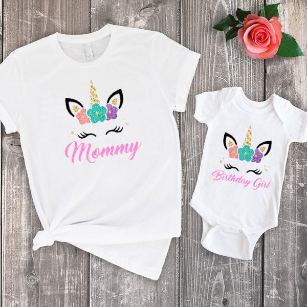 Tee Shirt Maman Bebe Licorne