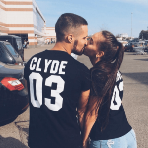 Tee shirt couple Bonnie and Clyde Tee shirt couple Bonnie and Clyde