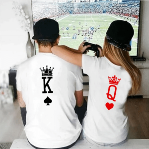 Tee shirt couple couronne roi reine