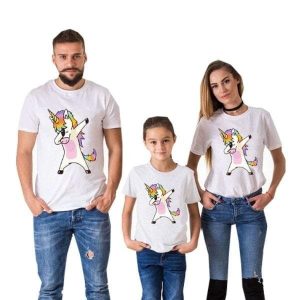 Tee shirt famille assorti licorne dab