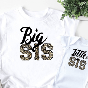 Tee shirt grandes et petites soeurs leopard