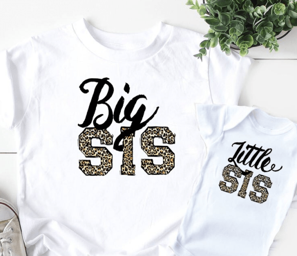 Tee shirt grandes et petites soeurs leopard