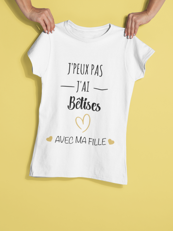 Tee shirt j’peux pas j’ai betises avec maman, maman mini, cadeau maman, fete des meres