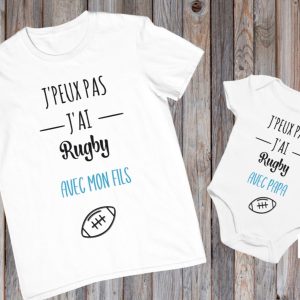 Tee shirt j’peux pas j’ai rugby avec, tee shirt duo pere et fils, pere et fille, tee shirt famille, cadeau papa Tee shirt j’peux pas j’ai rugby avec, tee shirt duo pere et fils, pere et fille, tee shirt famille, cadeau papa