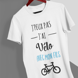 Tee shirt j'peux pas j'ai velo avec, tee shirt duo pere et fils, pere et fille, tee shirt famille, cadeau papa 1 Tee shirt jpeux pas jai velo avec tee shirt duo pere et fils pere et fille tee shirt famille cadeau papa 2