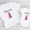 Tee shirt maman mini lapin , maman et moi paques , paques babe, tenue assortie, tee shirt famille paques ,paques personnalise