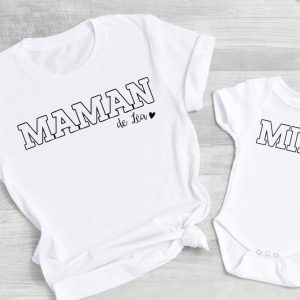 Tee shirt maman mini personnalise, maman et kid , maman et bebe, tee shirt assorti personnalise, tee shirt famille
