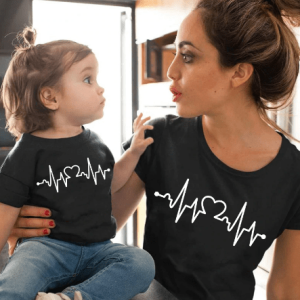 Tee shirt mere fille battements du coeur Tee shirt mere fille battements du coeur