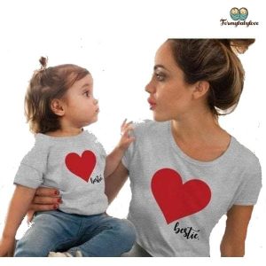 Tee shirt mere fille coeur 2 Tee shirt mere fille coeur 3