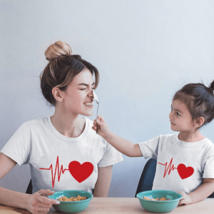 Tee shirt mere fille rythme cardiaque Tee shirt mere fille rythme cardiaque