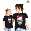 Tee shirt mere fille tete de mort