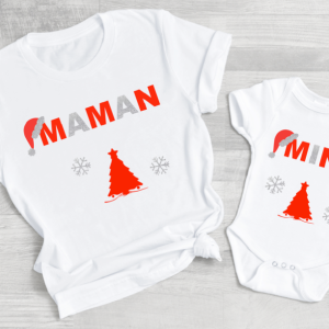 Tee shirt noel maman mini, tee shirt noel famille, tee shirt noel personnalise