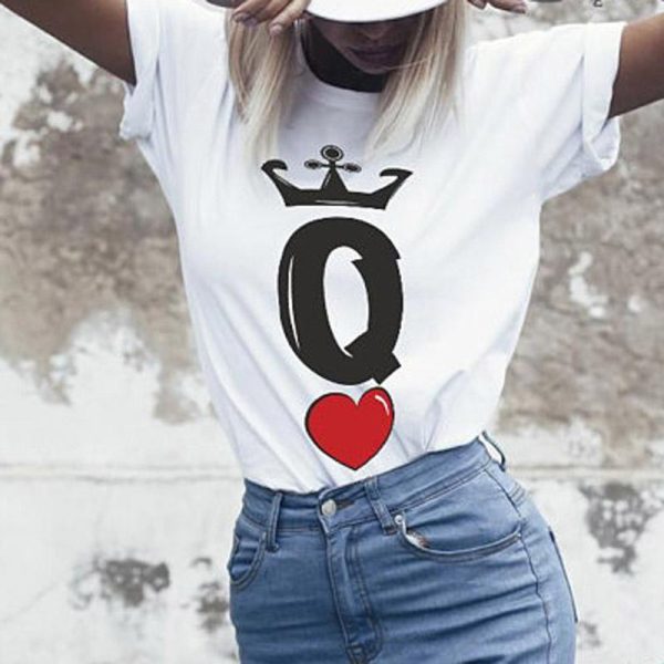 King And Queen Couple T Shirts White