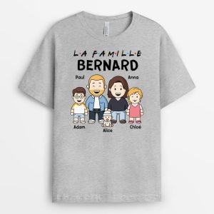 La Famille De [Nom] – Cadeau Personnalise  T-shirt pour Famille