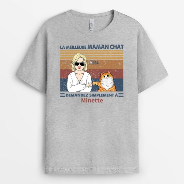 La Meilleure Maman Chat – Cadeau Personnalise  T-shirt pour Amoureux des chats