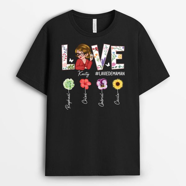 La Vie De Maman Amour – Cadeau Personnalise  T-shirt pour Femme