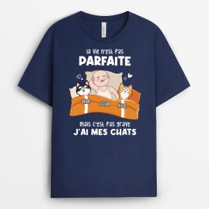 La Vie N’Est Pas Parfaite Mais J’Ai Mon Chat – Cadeau Personnalise  T-shirt pour Amoureux Des Animaux La Vie N’Est Pas Parfaite Mais J’Ai Mon Chat – Cadeau Personnalise  T-shirt pour Amoureux Des Animaux