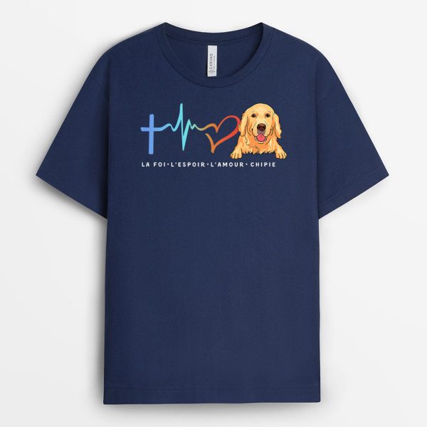 La foi – L’espoir – L’amour – Cadeau Personnalise  T-shirt pour Amoureux des chiens