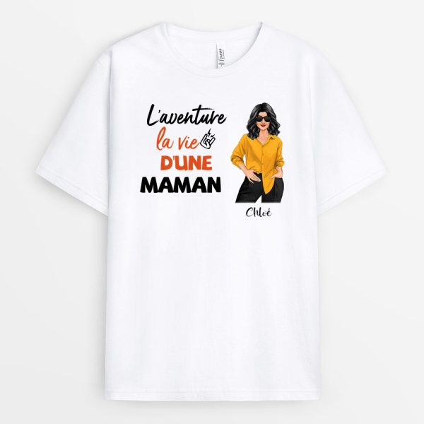 L’aventure La Vie D’une Maman – Cadeau Personnalise  T-shirt pour MamanMamie