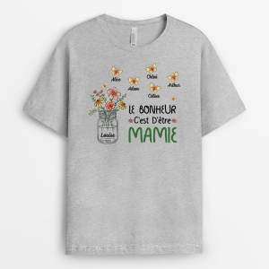 Le Bonheur C’Est D’Etre Maman Floral – Cadeau Personnalise  T-shirt pour Maman