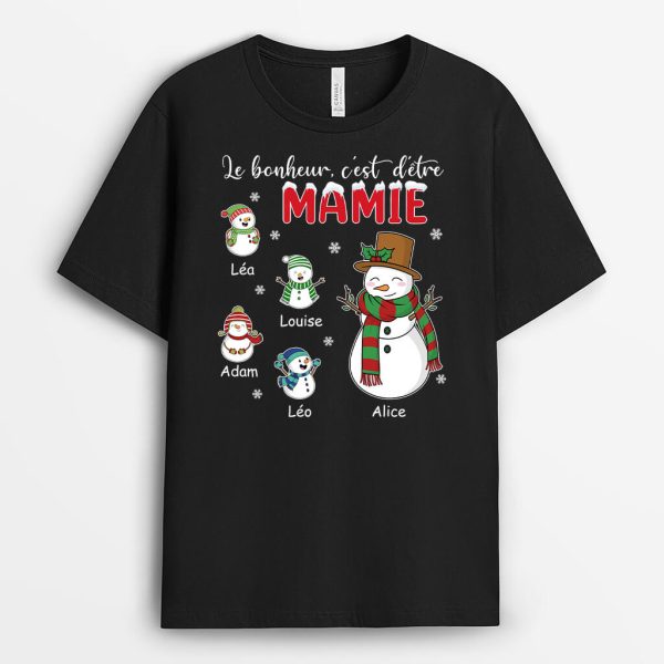 Le Bonheur C’est D’etre MamieMaman – Cadeau Personnalise  T-shirt pour Noel