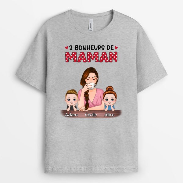 Le Bonheur D’etre Maman Mamie – Cadeau Personnalise  T-shirt pour Mamie Maman