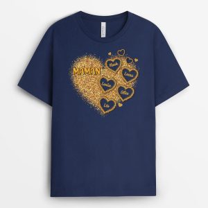 Le oeur De Maman Mamie Brillant – Cadeau Personnalise  T-shirt Pour Femme Le oeur De Maman Mamie Brillant – Cadeau Personnalise  T-shirt Pour Femme