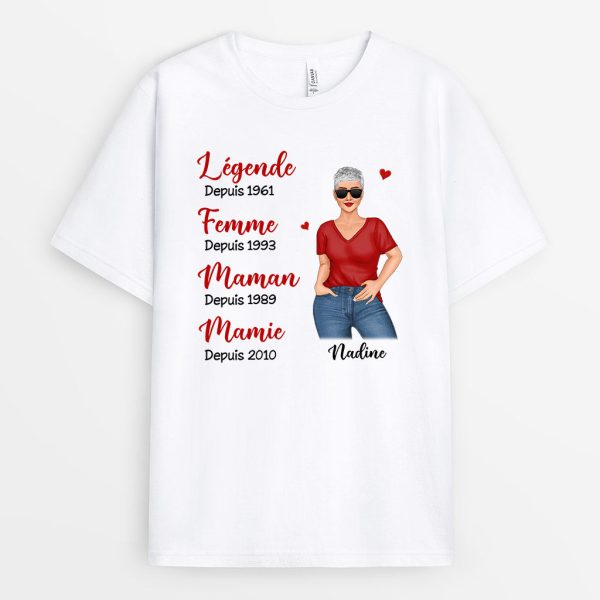 Legende Femme Maman Mamie – Cadeau Personnalise  T-shirt pour MamanMamie