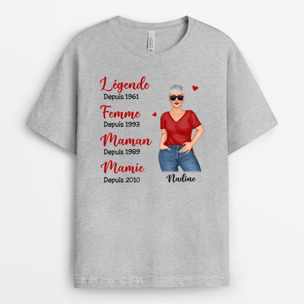 Legende Femme Maman Mamie – Cadeau Personnalise  T-shirt pour MamanMamie