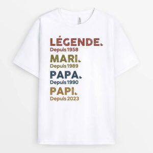 Legende Mari Papa Papi Depuis Version Blanc – Cadeau Personnalise T-shirt pour Homme Legende Mari Papa Papi Depuis Version Blanc – Cadeau Personnalise T-shirt pour Homme