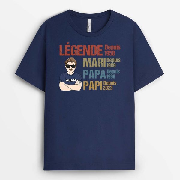 Legende Mari Papa Papi Vintage – Cadeau Personnalise  T-shirt pour Homme