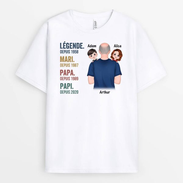 Legende Mari Papa Papy – Cadeau Personnalise  T-shirt pour Homme